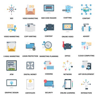 İş kavramları renk vektör simgeler kümesi