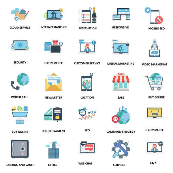 Business Concepts Color Vector Icons Set