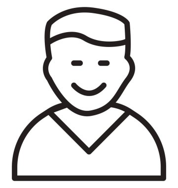 Genç çocuk, öğrenci satırı izole vektör simgesi kolayca değiştirilebilir ve düzenlenebilir