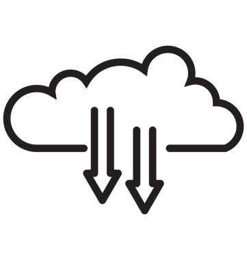 Bulut indirme, bulut ağ çizgisi izole vektör simgesi kolayca değiştirilebilir ve düzenlenebilir