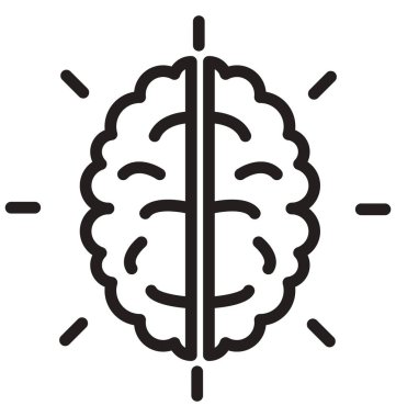 Beyin, kafatası çizgisi izole vektör simgesi kolayca değiştirilebilir ve düzenlenebilir