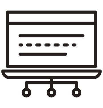 Ekran dizüstü bilgisayarı satırı işlenirken izole edilmiş vektör simgesi kolayca değiştirilebilir ve düzenlenebilir