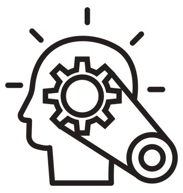 Beyin fırtınası, çark çizgisi izole vektör simgesi kolayca değiştirilebilir ve düzenlenebilir