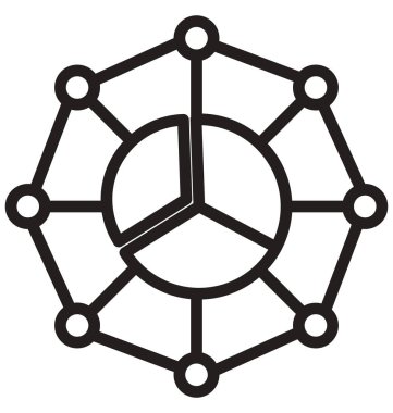 Pasta grafik hiyerarşisi, pasta çizgisi izole vektör simgesi kolayca değiştirilebilir ve düzenlenebilir