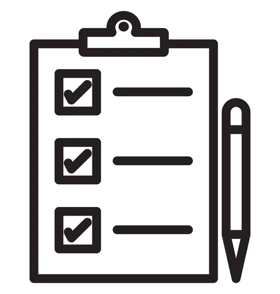 Liste Contrôle Ligne Isolée Icône Vectorielle Peut Être Facilement Modifiée — Image vectorielle