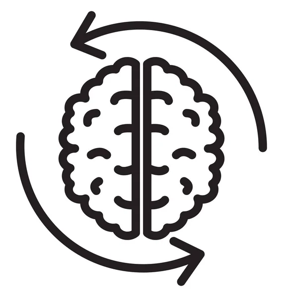 Cerebro Con Línea Flechas Icono Vectorial Aislado Puede Ser Fácilmente — Vector de stock