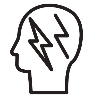 Beyin fırtınası, gök gürültüsü, düşünme çizgisi izole vektör simgesi kolayca değiştirilebilir ve düzenlenebilir