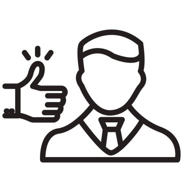 Baş parmak yukarı, yıldızlar çizgisi izole vektör simgesi kolayca değiştirilebilir ve düzenlenebilir