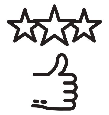 Baş parmak yukarı, yıldızlar çizgisi izole vektör simgesi kolayca değiştirilebilir ve düzenlenebilir