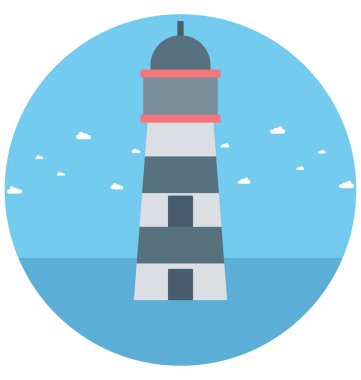 Deniz feneri illüstrasyon renk vektör izole simge kolay düzenlenebilir ve özel kullanım için boş zaman, seyahat ve Tur 