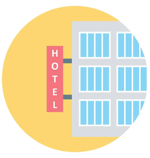 Illustrazione Dell Hotel Icona Isolata Vettoriale Colori Facile Modifica Uso — Vettoriale Stock