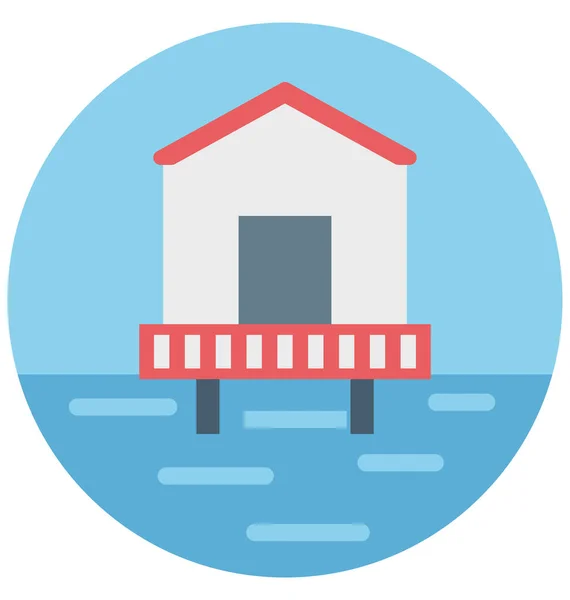 Sea House Illustration Color Vector Isolated Icon Easy Editable Special — стоковый вектор