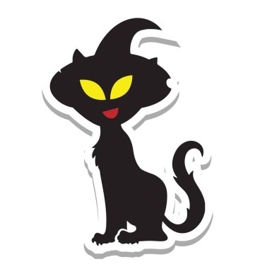 kedi, kötü kedi, olmak kolayca düzenleyebilir veya değişikliğin kara kedi renk izole vektör simgesi