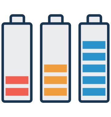 Pil seviyesi, pil şarj izole vektör simge kolayca değiştirilebilir veya düzenleme