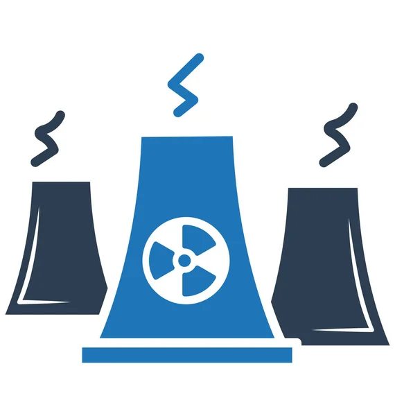 Nuclear Planta Aislada Vector Icon Puede Ser Fácilmente Modificado Editar — Archivo Imágenes Vectoriales