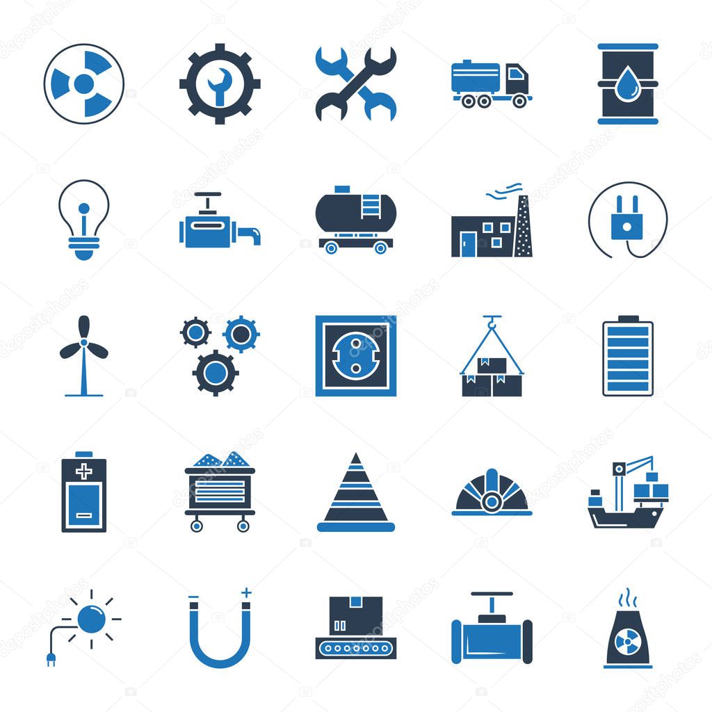 Industrial Isolated Vector Icons that can be easily modified or edit