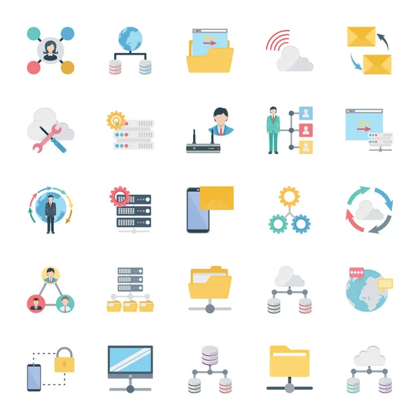 Network Communication Isolated Vector Icons Set Editable Can Modified Easily — Stock Vector