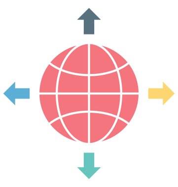 Küresel ağ renk illüstrasyon vektör simgesi
