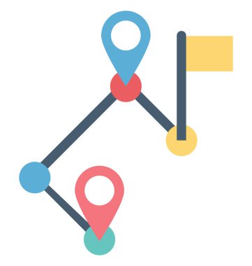 Seyahat etmek mesafe renk illüstrasyon vektör simgesi