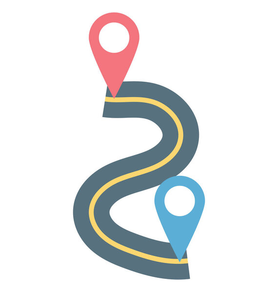 Travel Distance Color Illustration Vector Icon