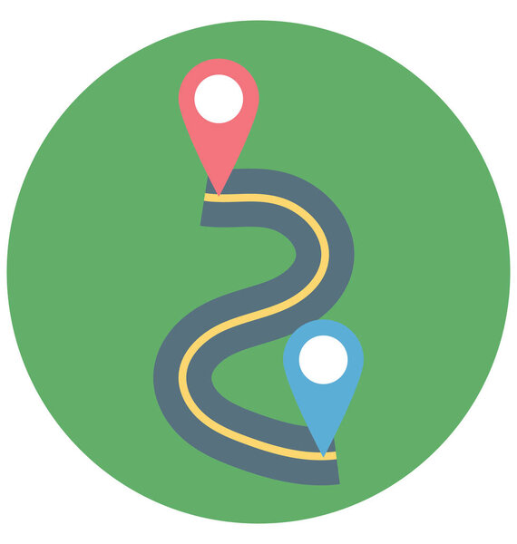 Travel Distance Color Illustration Vector Icon