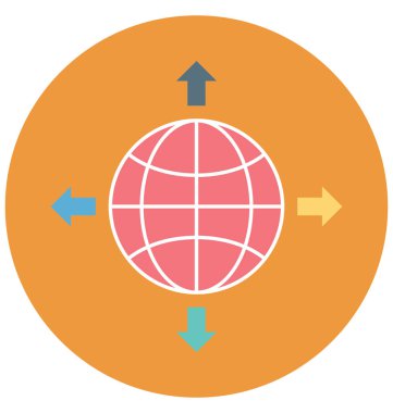 Küresel ağ renk illüstrasyon vektör simgesi
