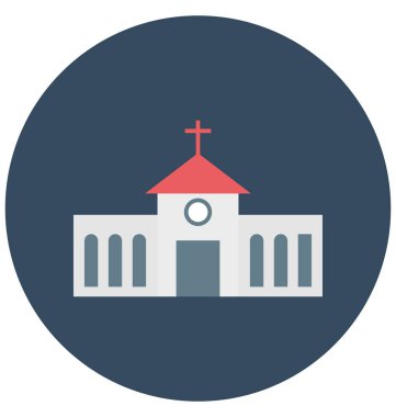 Kilise bina renk illüstrasyon vektör simgesi