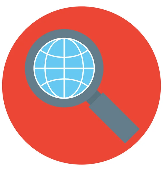 Globe Magnifier Color Illustration Vector Icon — Stock Vector