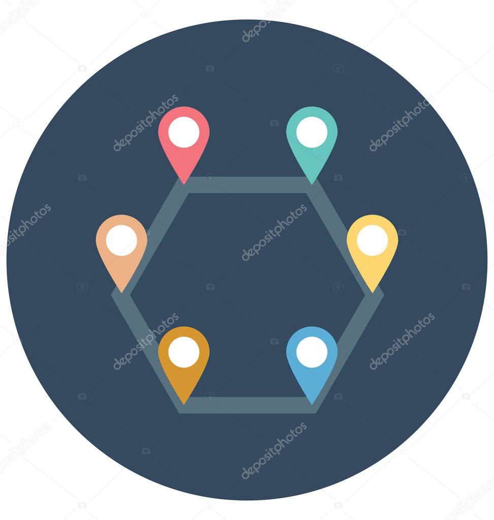 Travel Distance Color Illustration Vector Icon