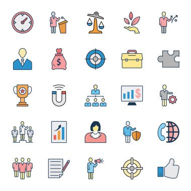 İş ve kolayca yönetimi izole Vector Icons set düzenlemek veya değiştirmek 