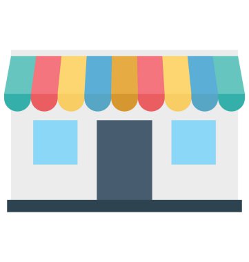 Olmak kolayca düzenleyebilir veya değiştirilen sokak dükkanı renkli izole vektör simgesi