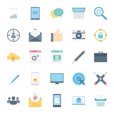 Dijital pazarlama izole Vector Icons Set kolayca değiştirilebilir veya düzenleme