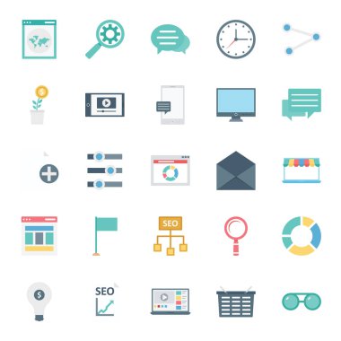 Dijital pazarlama izole Vector Icons Set kolayca değiştirilebilir veya düzenleme
