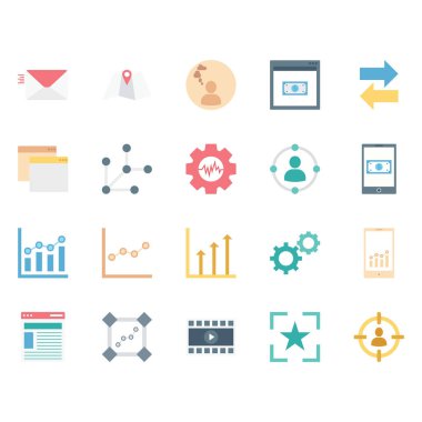 Dijital pazarlama izole Vector Icons Set kolayca değiştirilebilir veya düzenleme