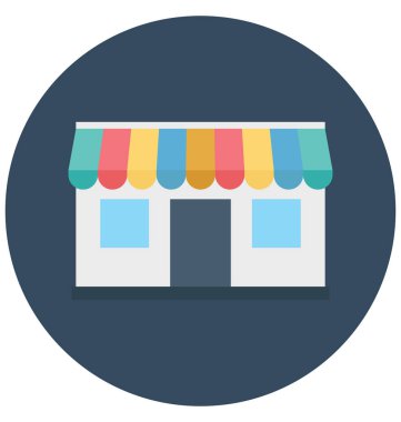 Olmak kolayca düzenleyebilir veya değiştirilen sokak dükkanı renkli izole vektör simgesi