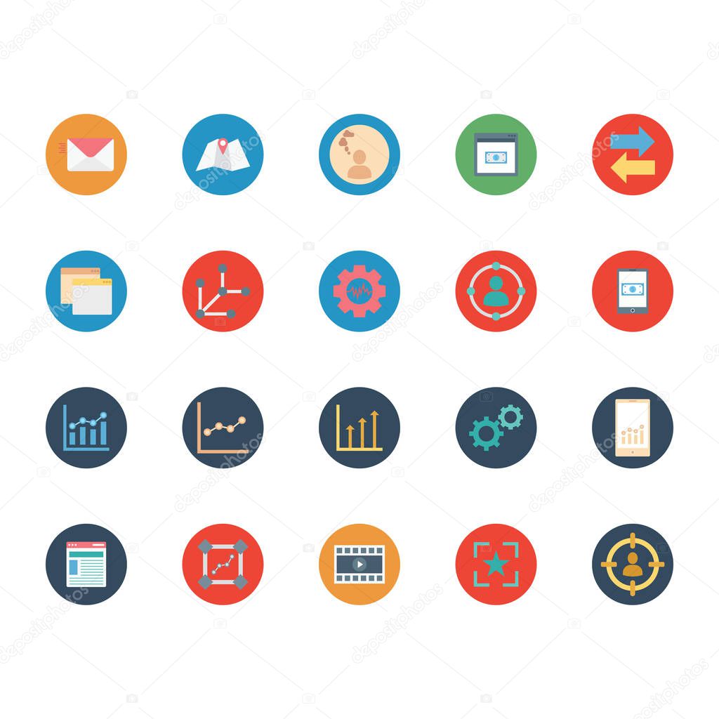 Digital Marketing Isolated Vector Icons Set can be easily modified or edit