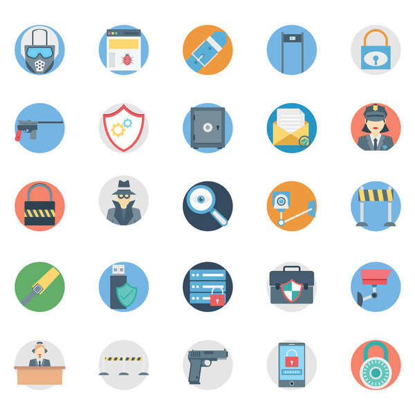 Crime and Security Color Isolated Vector Icons set that can be easily modified or edit. 