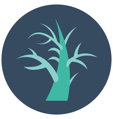 Ölü ağaç izole renk illüstrasyon simge özel Cadılar Bayramı için kullanın