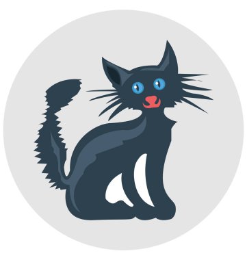 Kötü kedi izole renk illüstrasyon simge özel Cadılar Bayramı için kullanın