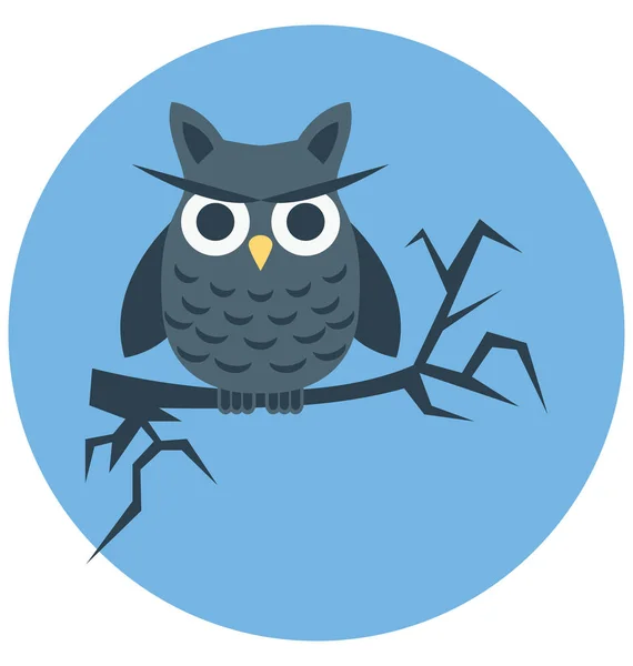 Halloween Hibou Isolé Illustration Couleur Icône Utilisation Spéciale Pour Halloween — Image vectorielle