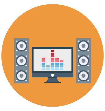 Kolayca değiştirilebilir ve Düzenle ses sistemi renkli vektör izole vektör simgeler