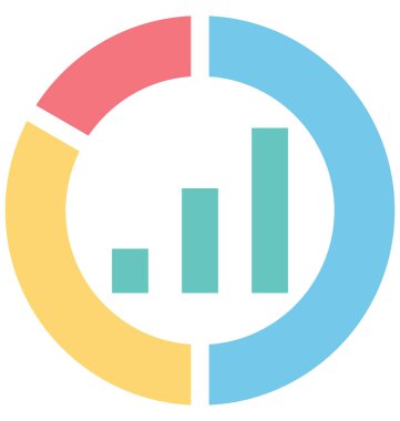 Çubuk grafik, halka grafik, kolayca değiştirilebilir veya düzenlediğiniz izole vektör simgeleri ile halka grafiği 