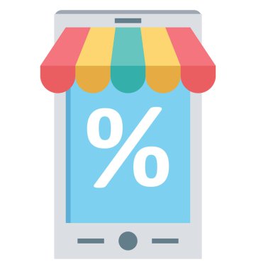 Mobil alışveriş, online alışveriş, kolayca değiştirilebilir veya düzenlediğiniz izole vektör simgeler 