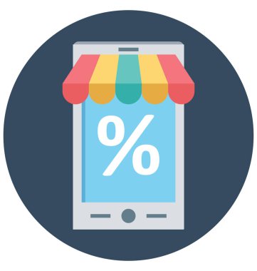Mobil alışveriş, online alışveriş, kolayca değiştirilebilir veya düzenlediğiniz izole vektör simgeler 