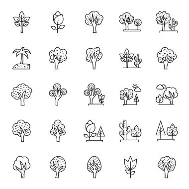 Doğa, Park ve ağaçlar izole vektör simgeleri kolayca değiştirilebilir ve herhangi bir boyut veya renk Düzenle ayarla