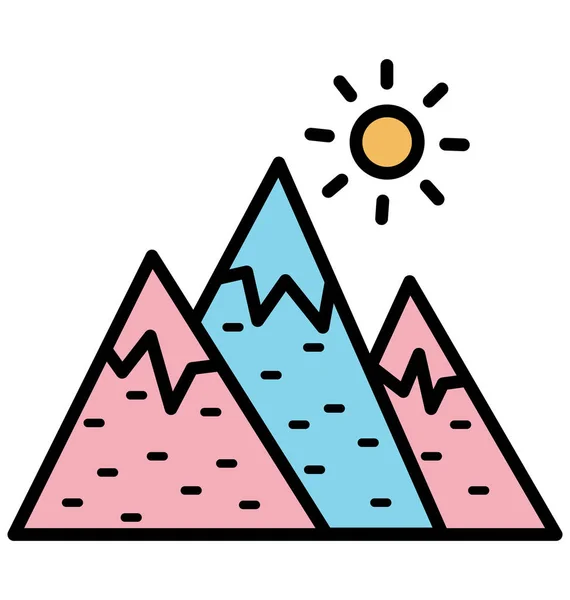 Snowy Peaks Isolated Vector Icon Que Pode Ser Facilmente Modificado — Vetor de Stock