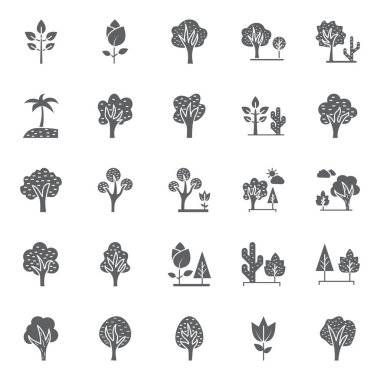 Doğa, Park ve ağaçlar izole vektör simgeleri kolayca değiştirilebilir ve herhangi bir boyut veya renk Düzenle ayarla