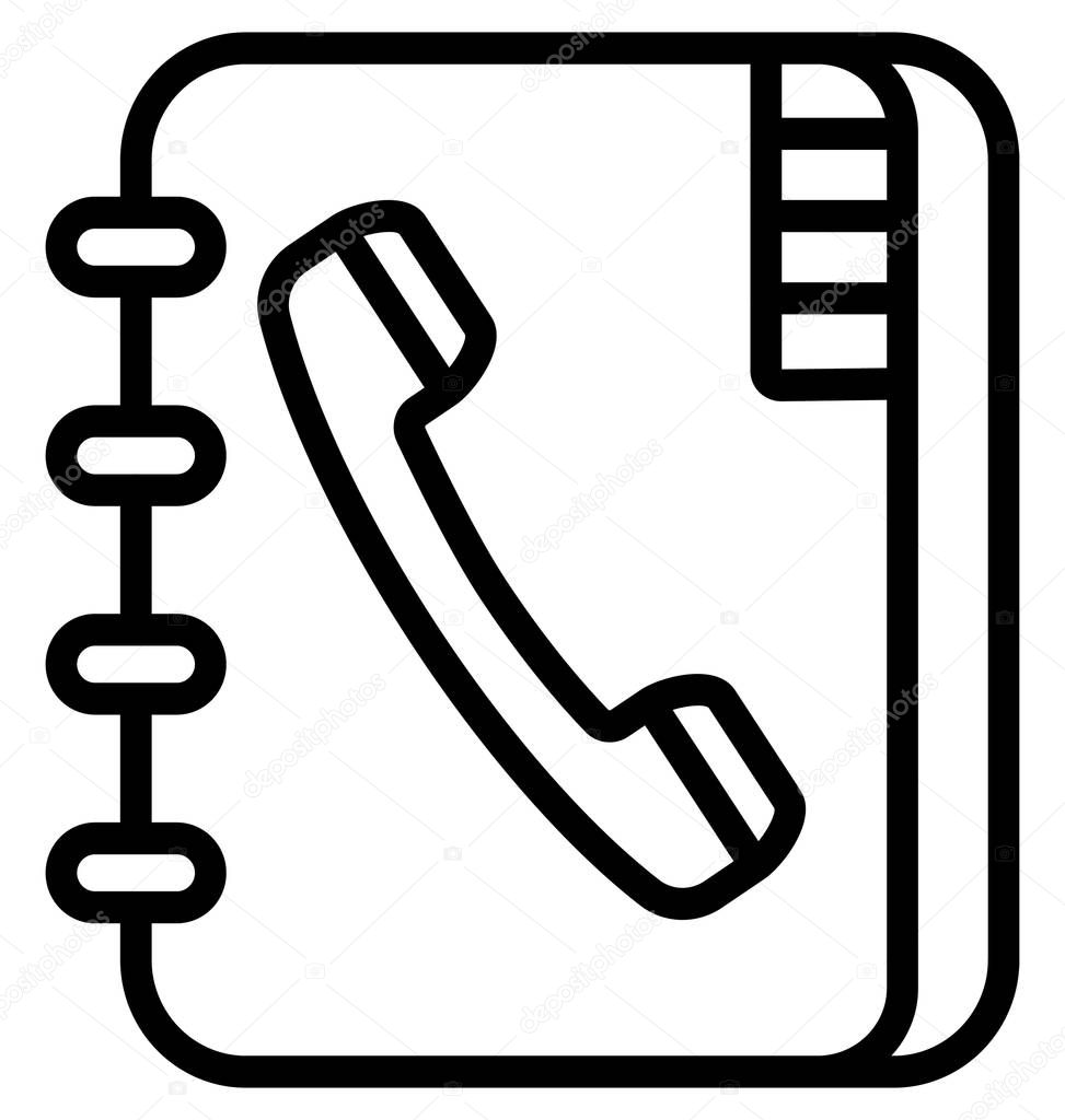 Phone Book Line Isolated Vector Icon That can be easily modified or edit