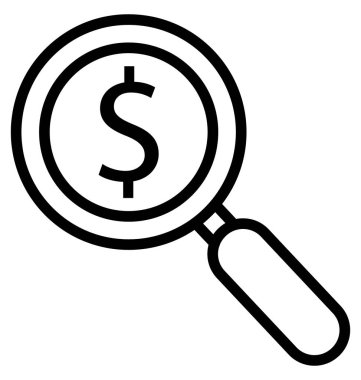 Finans, Büyüteç hat izole vektör simgesi olduğunu arama kolayca değiştirilebilir veya Düzenle