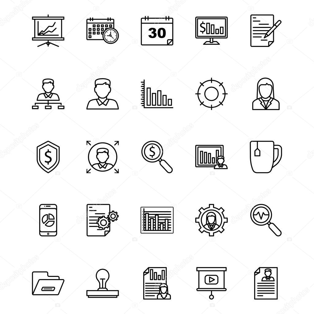 Business and Finance Line Isolated Vector Icons Set that can be easily modified or edited 